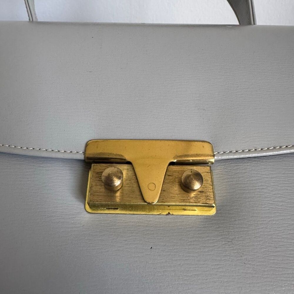 Vintage Made In Canada Structured Top Handle Handbag Minimalist Grey Elegance - Picture 4 of 9